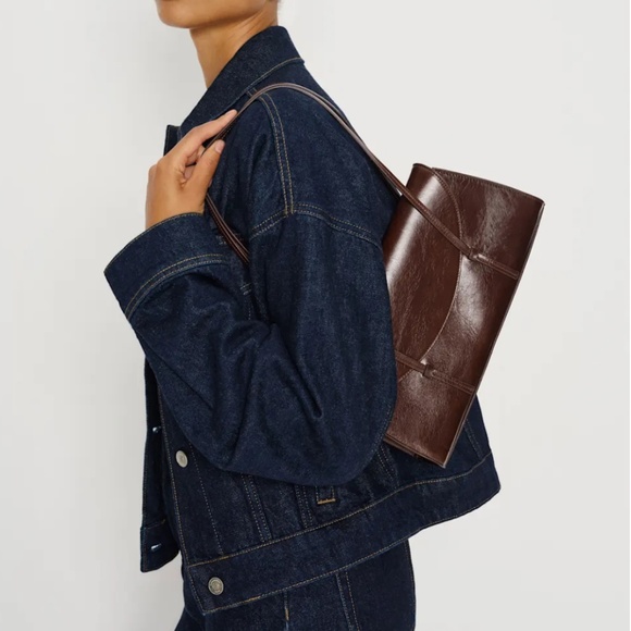 Reformation Elena Shoulder Bag Chestnut Leather - Picture 2 of 9